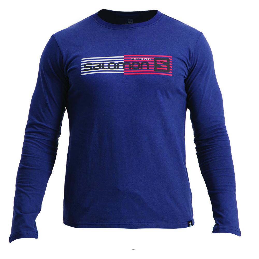 Salomon Singapore Mens Tops - JOEY LS M Navy | 70164-VCZJ